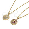 Collares con Dije 04.156.0248.1.20 Oro Laminado, Diseño de Ojo Griego, con Blanca Micro Pave, Pulido, Tono Dorado (02 MM Thickness, 20 Inches Length)