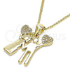 Collares con Dije 04.156.0252.20 Oro Laminado, Diseño de Corazón, con Blanca Micro Pave, Pulido, Tono Dorado (02 MM Thickness, 20 Inches Length)