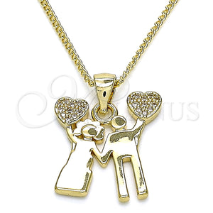 Collares con Dije 04.156.0252.20 Oro Laminado, Diseño de Corazón, con Blanca Micro Pave, Pulido, Tono Dorado (02 MM Thickness, 20 Inches Length)