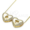 Collares con Dije 04.156.0257.20 Oro Laminado, Diseño de Corazón y Niñita Pequeña, con Blanca Micro Pave, Pulido, Tono Dorado (02 MM Thickness, 20 Inches Length)
