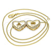 Collares con Dije 04.156.0257.20 Oro Laminado, Diseño de Corazón y Niñita Pequeña, con Blanca Micro Pave, Pulido, Tono Dorado (02 MM Thickness, 20 Inches Length)