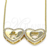 Collares con Dije 04.156.0257.20 Oro Laminado, Diseño de Corazón y Niñita Pequeña, con Blanca Micro Pave, Pulido, Tono Dorado (02 MM Thickness, 20 Inches Length)