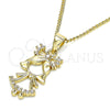 Collares con Dije 04.156.0259.20 Oro Laminado, Diseño de Niñita Pequeña, con Blanca Micro Pave, Pulido, Tono Dorado (02 MM Thickness, 20 Inches Length)
