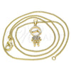 Collares con Dije 04.156.0260.20 Oro Laminado, Diseño de Niñito Pequeño, con Blanca Micro Pave, Pulido, Tono Dorado (02 MM Thickness, 20 Inches Length)