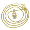 Collares con Dije 04.156.0261.20 Oro Laminado, Diseño de Niñita Pequeña, con Blanca Micro Pave, Pulido, Tono Dorado (02 MM Thickness, 20 Inches Length)