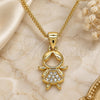 Collares con Dije 04.156.0261.20 Oro Laminado, Diseño de Niñita Pequeña, con Micro Pave Blanca, Pulido, Tono Dorado (Grosor 02 MM, 20 Pulgadas de Largo)