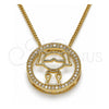 Collares con Dije 04.156.0262.20 Oro Laminado, Diseño de Niñita Pequeña, con Blanca Micro Pave, Pulido, Tono Dorado (02 MM Thickness, 20 Inches Length)