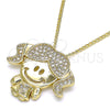 Collares con Dije 04.156.0267.20 Oro Laminado, Diseño de Niñita Pequeña y Corazón, con Blanca Micro Pave, Pulido, Tono Dorado (02 MM Thickness, 20 Inches Length)
