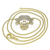 Collares con Dije 04.156.0267.20 Oro Laminado, Diseño de Niñita Pequeña y Corazón, con Blanca Micro Pave, Pulido, Tono Dorado (02 MM Thickness, 20 Inches Length)
