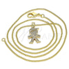 Collares con Dije 04.156.0269.20 Oro Laminado, Diseño de Niñito Pequeño, con Blanca Micro Pave, Pulido, Tono Dorado (02 MM Thickness, 20 Inches Length)