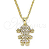 Collares con Dije 04.156.0270.20 Oro Laminado, Diseño de Niñita Pequeña, con Blanca Micro Pave, Pulido, Tono Dorado (02 MM Thickness, 20 Inches Length)