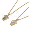 Collares con Dije 04.156.0270.20 Oro Laminado, Diseño de Niñita Pequeña, con Blanca Micro Pave, Pulido, Tono Dorado (02 MM Thickness, 20 Inches Length)