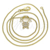 Collares con Dije 04.156.0272.20 Oro Laminado, Diseño de Niñita Pequeña, con Blanca Micro Pave, Pulido, Tono Dorado (02 MM Thickness, 20 Inches Length)