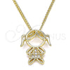 Collares con Dije 04.156.0272.20 Oro Laminado, Diseño de Niñita Pequeña, con Blanca Micro Pave, Pulido, Tono Dorado (02 MM Thickness, 20 Inches Length)