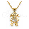 Collares con Dije 04.156.0273.20 Oro Laminado, Diseño de Niñita Pequeña, con Micro Pave Blanca, Pulido, Tono Dorado (Grosor 02 MM, 20 Pulgadas de Largo)