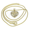 Collares con Dije 04.156.0276.20 Oro Laminado, Diseño de Corazón y Niñita Pequeña, con Blanca Micro Pave, Pulido, Tono Dorado (02 MM Thickness, 20 Inches Length)