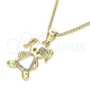 Collares con Dije 04.156.0277.20 Oro Laminado, Diseño de Niñita Pequeña, con Blanca Micro Pave, Pulido, Tono Dorado (02 MM Thickness, 20 Inches Length)
