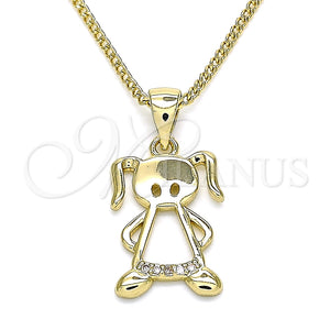 Collares con Dije 04.156.0277.20 Oro Laminado, Diseño de Niñita Pequeña, con Blanca Micro Pave, Pulido, Tono Dorado (02 MM Thickness, 20 Inches Length)