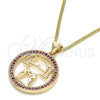 Collares con Dije 04.156.0105.2.20 Oro Laminado, Diseño de Niñita Pequeña, con Rubi Micro Pave, Pulido, Tono Dorado (02 MM Thickness, 20 Inches Length)