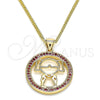 Collares con Dije 04.156.0105.2.20 Oro Laminado, Diseño de Niñita Pequeña, con Rubi Micro Pave, Pulido, Tono Dorado (02 MM Thickness, 20 Inches Length)