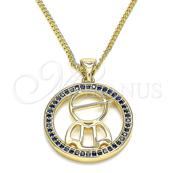 Collares con Dije 04.156.0279.20 Oro Laminado, Diseño de Niñito Pequeño, con Zafiro Azul Micro Pave, Pulido, Tono Dorado (02 MM Thickness, 20 Inches Length)