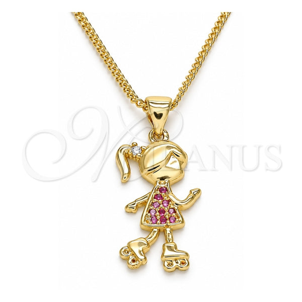 Collares con Dije 04.156.0280.20 Oro Laminado, Diseño de Niñita Pequeña, con Micro Pave Blanca, Pulido, Tono Dorado (Grosor 02 MM, 20 Pulgadas de Largo)
