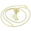 Gargantilla Elegante 04.347.0004.20 Oro Laminado, Diseño de Flor, con Blanca Zirconia Cubica, Pulido, Tono Dorado (01 MM Thickness, 20 Inches Length)