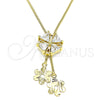Gargantilla Elegante 04.347.0004.20 Oro Laminado, Diseño de Flor, con Blanca Zirconia Cubica, Pulido, Tono Dorado (01 MM Thickness, 20 Inches Length)
