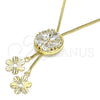 Gargantilla Elegante 04.347.0005.1.20 Oro Laminado, Diseño de Flor, con Blanca Zirconia Cubica, Pulido, Tono Dorado (01 MM Thickness, 20 Inches Length)
