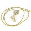 Gargantilla Elegante 04.347.0005.1.20 Oro Laminado, Diseño de Flor, con Blanca Zirconia Cubica, Pulido, Tono Dorado (01 MM Thickness, 20 Inches Length)