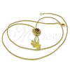 Gargantilla Elegante 04.347.0006.20 Oro Laminado, Diseño de Flor, con Granate and Blanca Zirconia Cubica, Pulido, Tono Dorado (01 MM Thickness, 20 Inches Length)