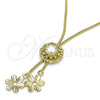 Gargantilla Elegante 04.347.0006.1.20 Oro Laminado, Diseño de Flor, con Blanca Zirconia Cubica, Pulido, Tono Dorado (01 MM Thickness, 20 Inches Length)
