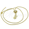 Gargantilla Elegante 04.347.0006.1.20 Oro Laminado, Diseño de Flor, con Blanca Zirconia Cubica, Pulido, Tono Dorado (01 MM Thickness, 20 Inches Length)