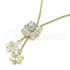 Gargantilla Elegante 04.347.0009.20 Oro Laminado, Diseño de Flor y Baguette, con Blanca Zirconia Cubica, Pulido, Tono Dorado (01 MM Thickness, 20 Inches Length)