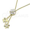 Gargantilla Elegante 04.347.0010.20 Oro Laminado, Diseño de Flor, con Blanca Zirconia Cubica, Pulido, Tono Dorado (01 MM Thickness, 20 Inches Length)