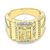 Anillo de Hombre 01.351.0009.10 Oro Laminado, Diseño de Crucifijo, con Blanca Cristal, Pulido, Tono Dorado (Size 10)