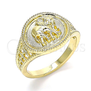 Anillo Elegante 01.351.0010.08 Oro Laminado, Diseño de Elefante, Pulido, Tono Dorado (Size 8)
