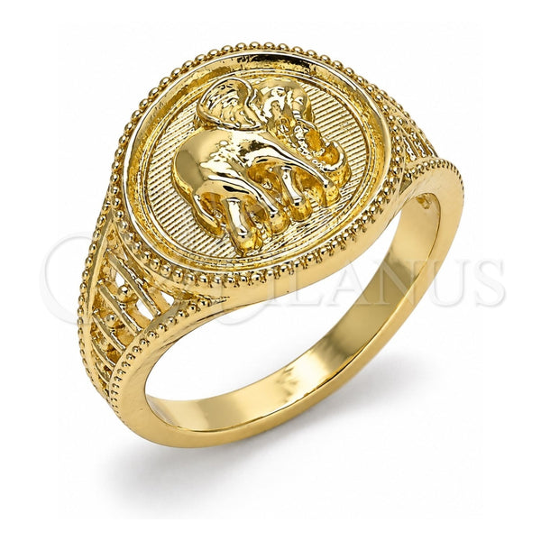 Anillo Elegante 01.351.0010.09 Oro Laminado, Diseño de Elefante, Pulido, Tono Dorado (Size 9)