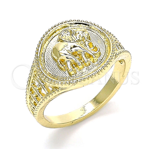 Anillo Elegante 01.351.0010.09 Oro Laminado, Diseño de Elefante, Pulido, Tono Dorado (Size 9)
