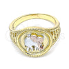 Anillo Elegante 01.351.0010.1.08 Oro Laminado, Diseño de Elefante, Pulido, Tres Tonos (Size 8)