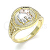Anillo Elegante 01.351.0010.1.08 Oro Laminado, Diseño de Elefante, Pulido, Tres Tonos (Size 8)
