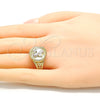 Anillo Elegante 01.351.0010.1.09 Oro Laminado, Diseño de Elefante, Pulido, Tres Tonos (Size 9)