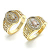 Anillo Elegante 01.351.0011.08 Oro Laminado, Diseño de Tortuga, Pulido, Tono Dorado (Size 8)