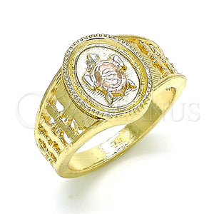Anillo Elegante 01.351.0011.1.09 Oro Laminado, Diseño de Tortuga, Pulido, Tres Tonos (Size 9)