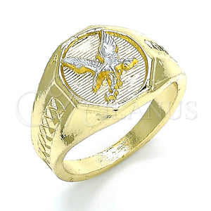 Anillo de Hombre 01.351.0013.11 Oro Laminado, Diseño de Águila, Pulido, Dos Tonos (Size 11)