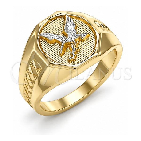 Anillo de Hombre 01.351.0013.11 Oro Laminado, Diseño de Águila, Pulido, Dos Tonos (Tamaño 11)