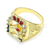 Anillo de Hombre 01.351.0016.11 Oro Laminado, Diseño de Caballo, con Multicolor Cristal, Pulido, Tono Dorado (Size 11)