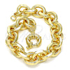 Pulsera Básica 03.319.0008.08 Oro Laminado, Diseño de Rolo, Pulido, Tono Dorado (12 MM Thickness, 8 Inches Length)