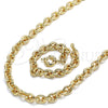 Collar y Pulsera 06.319.0005 Oro Laminado, Diseño de Rolo, Pulido, Tono Dorado