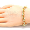 Pulsera Básica 03.319.0009.08 Oro Laminado, Diseño de Rolo, Pulido, Tono Dorado (09 MM Thickness, 8 Inches Length)